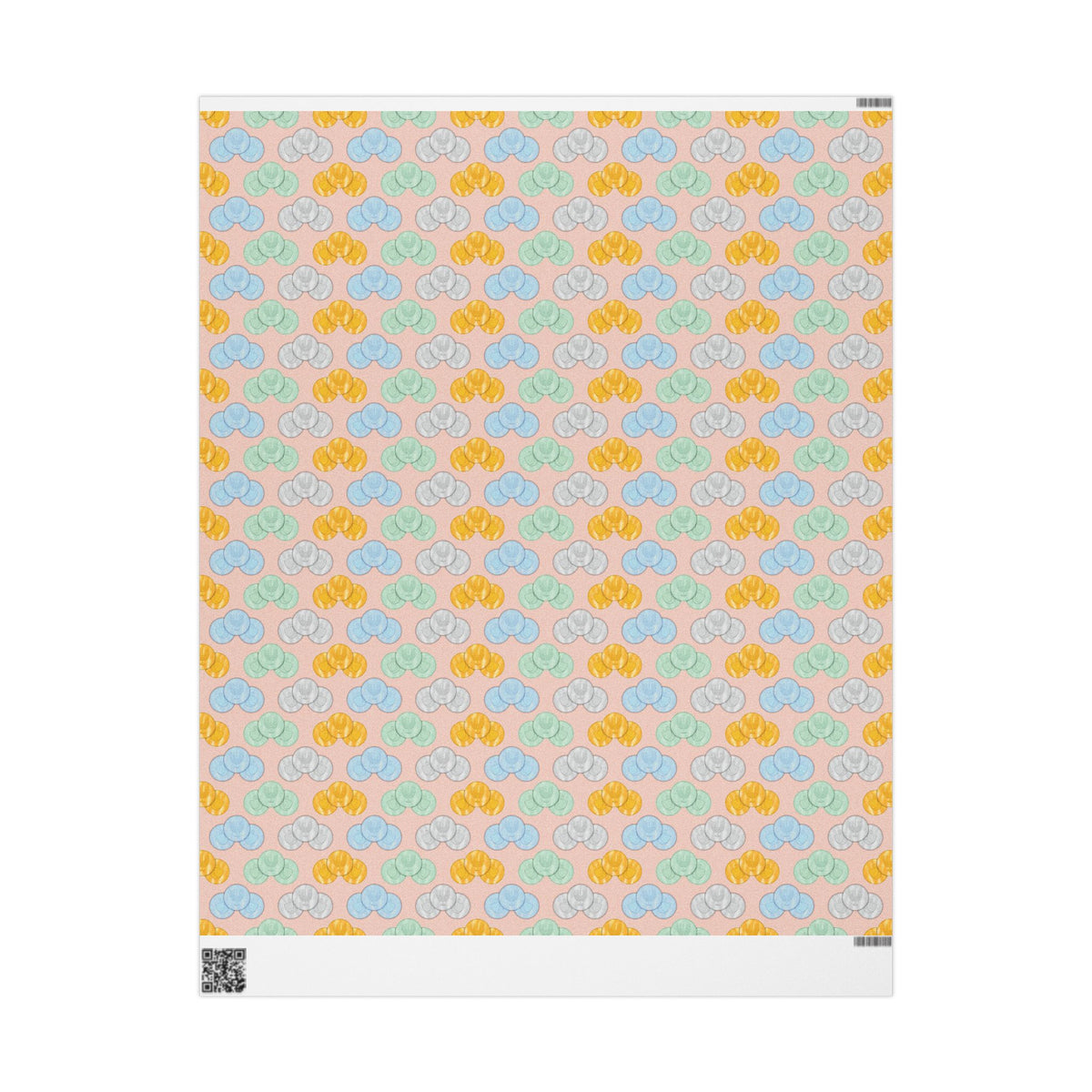 Pastel Pink Hanukkah Wrapping Paper, Hanukkah Gelt with Menorah & Dreidels