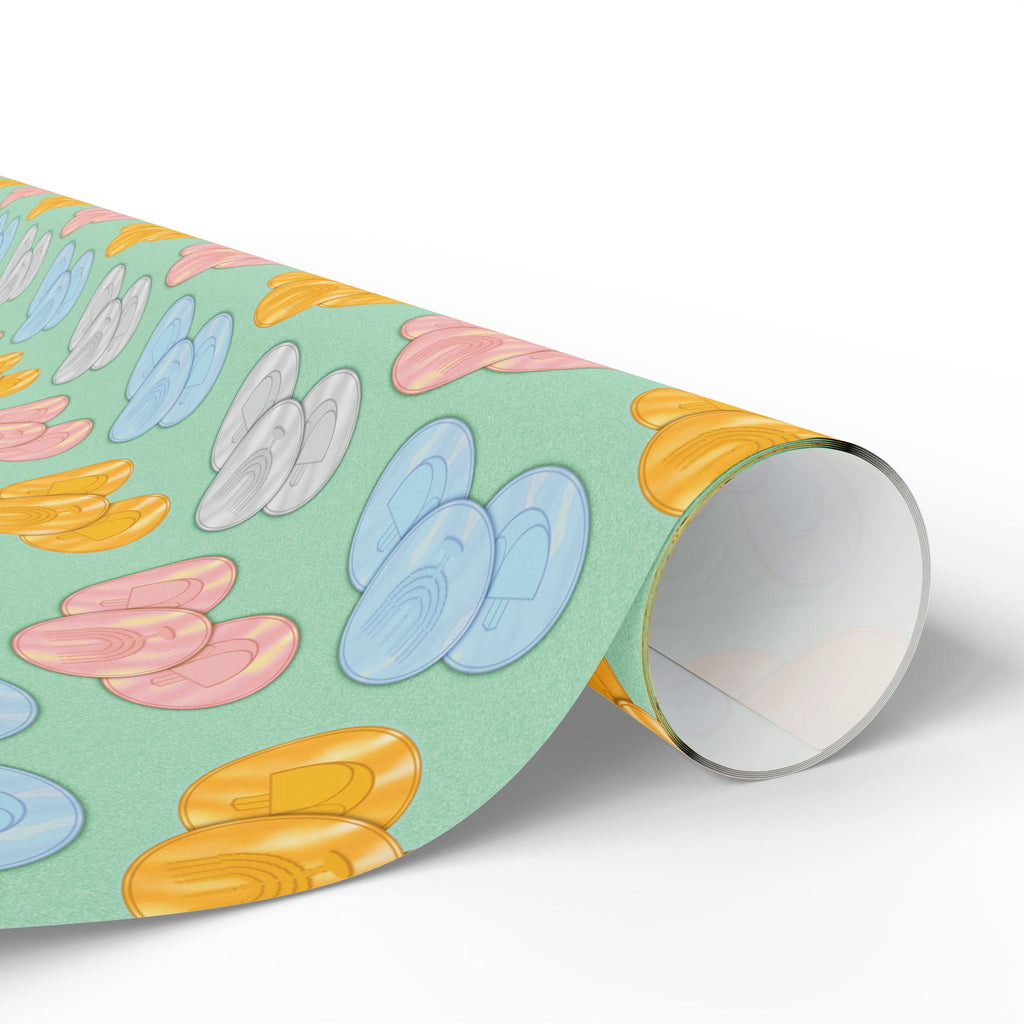 Pastel Green Hanukkah Gelt Pattern Wrapping Paper Roll — Pink and Green Gift Wrap