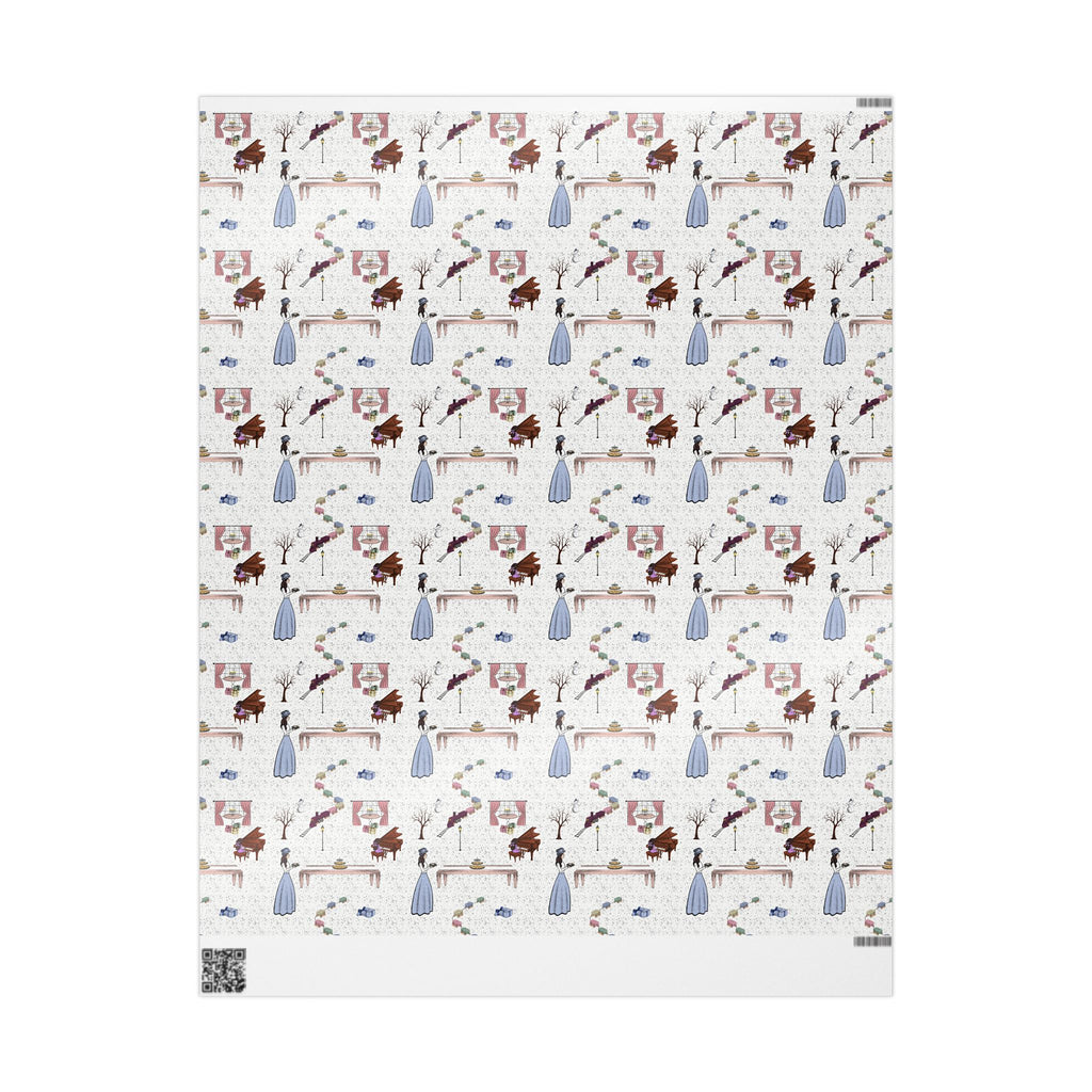 Awaiting Guests, Hanukkah Wrapping Paper Whimsical Family Scene, Colorful Gift Wrap