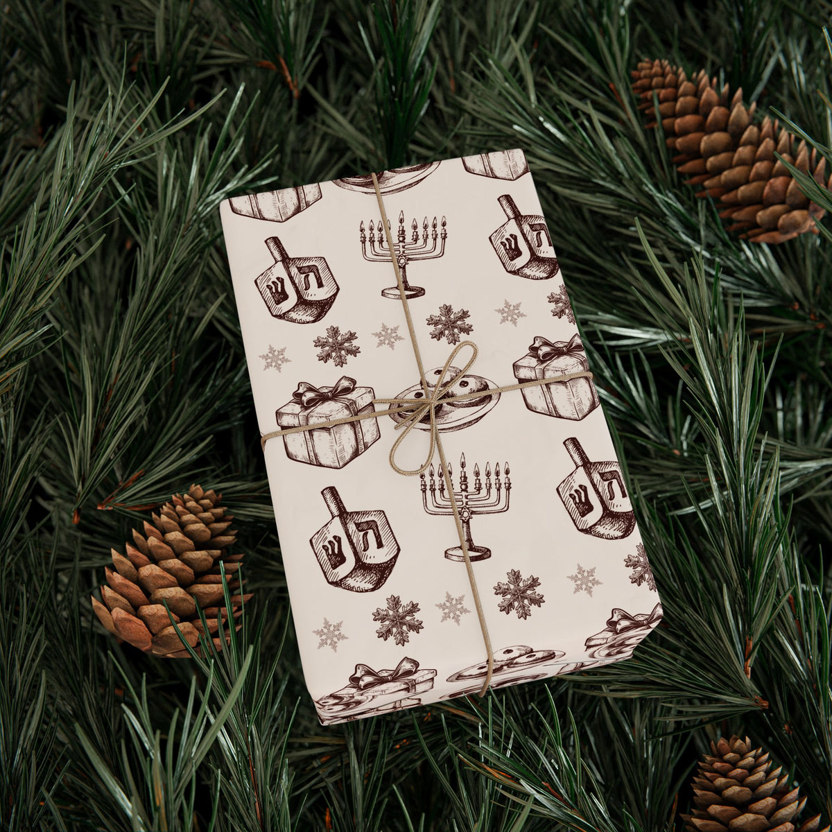 Vintage Hanukkah Gift Wrap, Dreidels, Menorahs & Presents Wrapping Paper