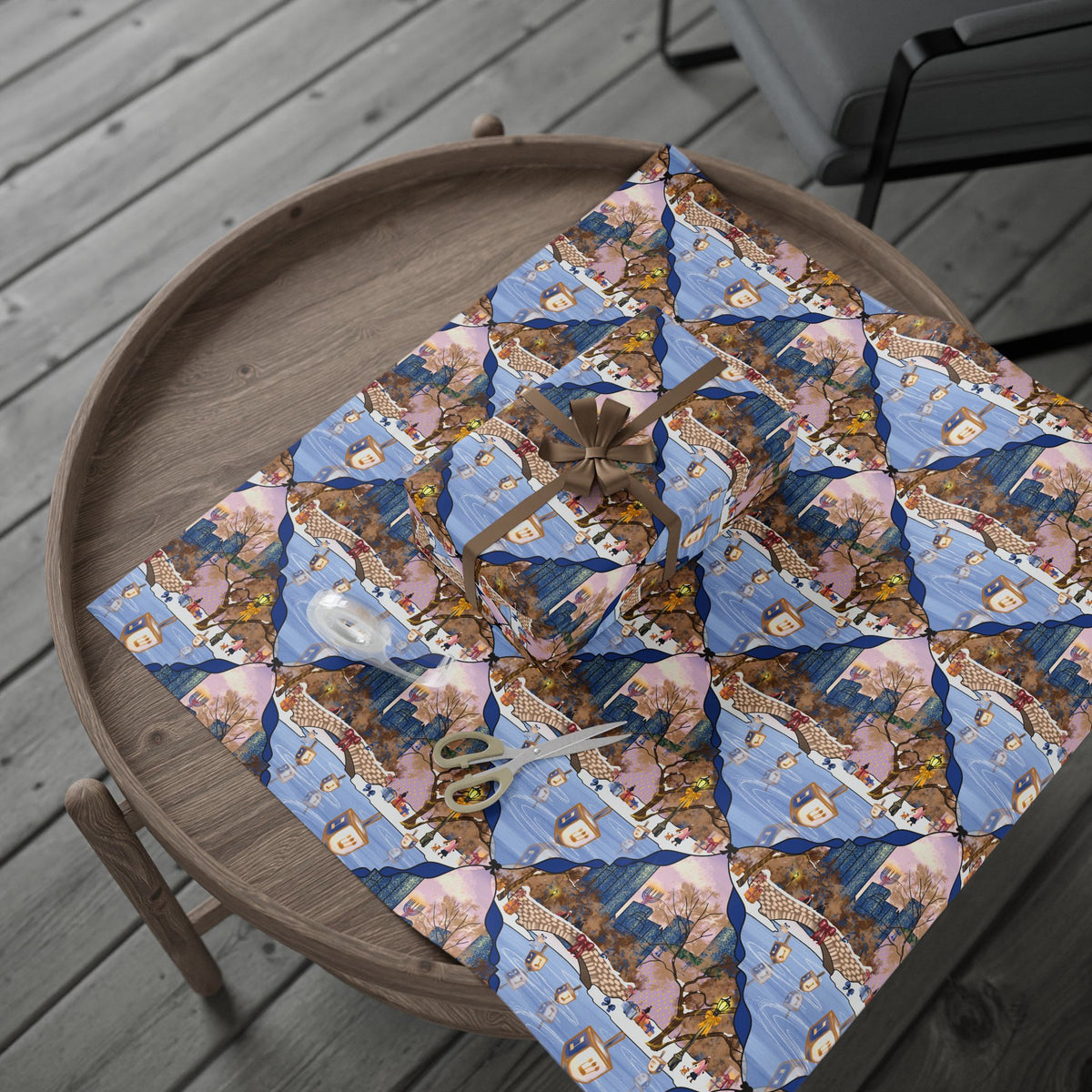 Dreidels on Ice | Hanukkah in New York Wrapping Paper