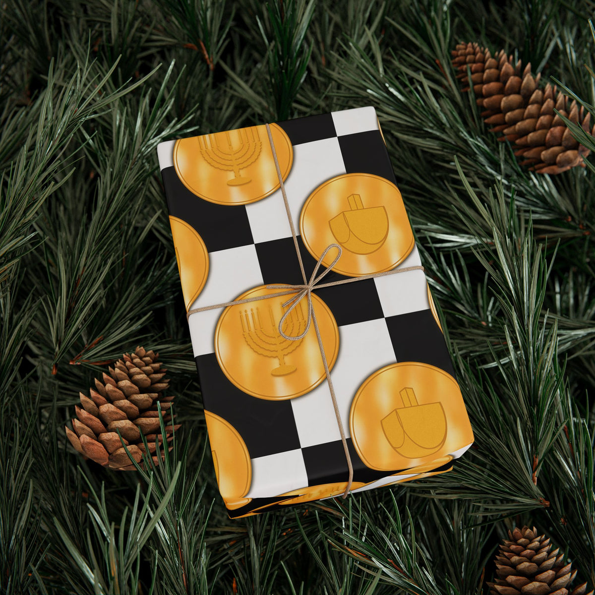 Gelt on the Kitchen Floor | Hanukkah Wrapping Paper