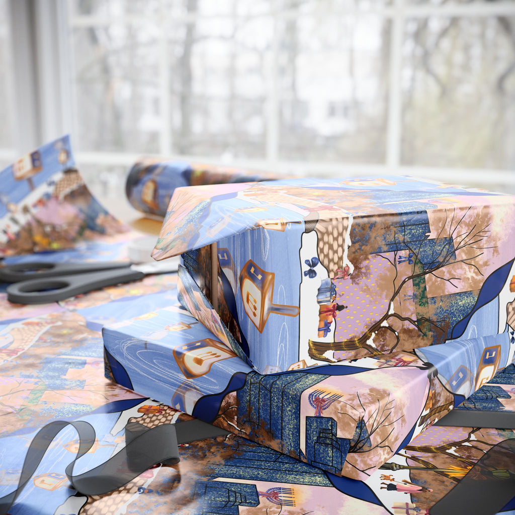 Dreidels on Ice | Hanukkah in New York Wrapping Paper