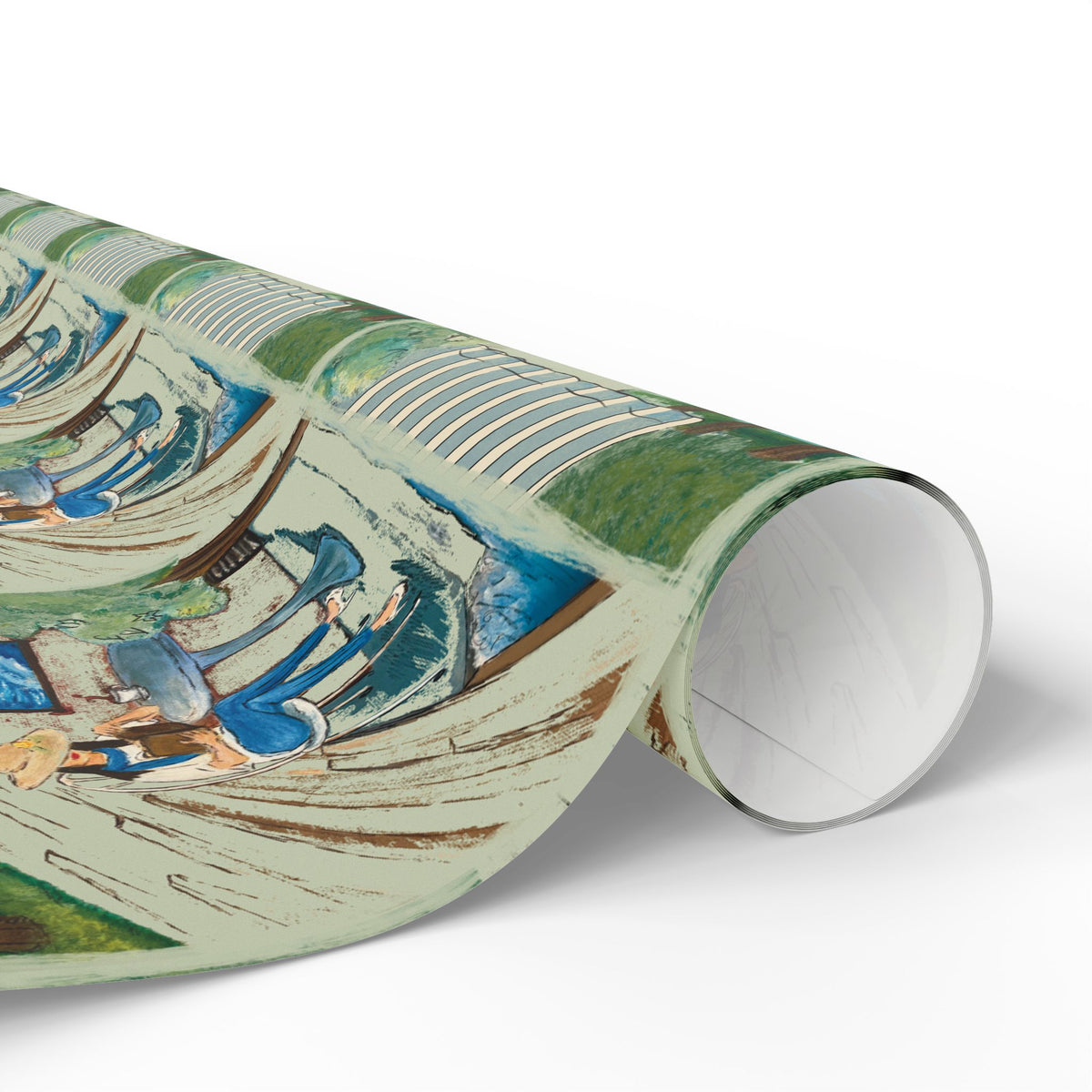 Countryside Cafe Wrapping Paper — Coastal Porch Pattern Gift Wrap (Beach House, Vacation Theme)