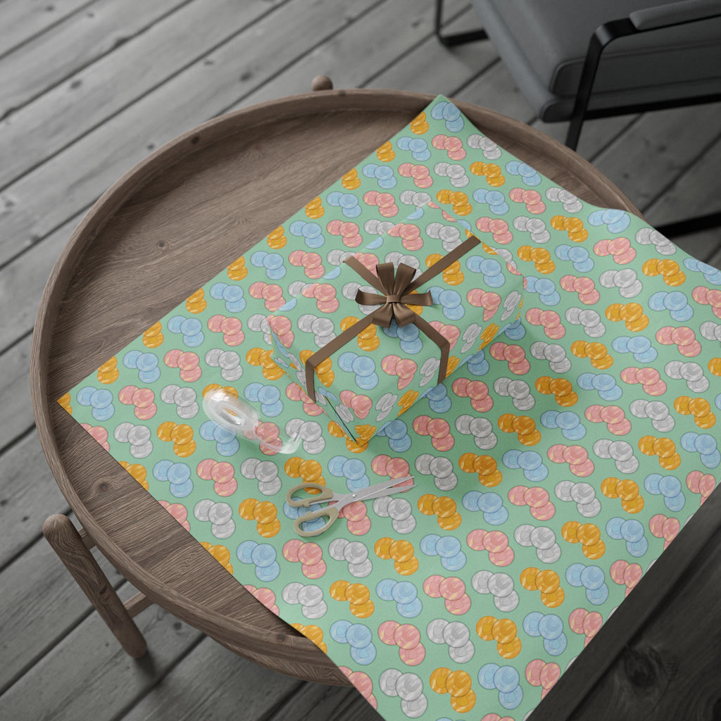 Pastel Green Hanukkah Gelt Pattern Wrapping Paper — Pink and Green Gift Wrap