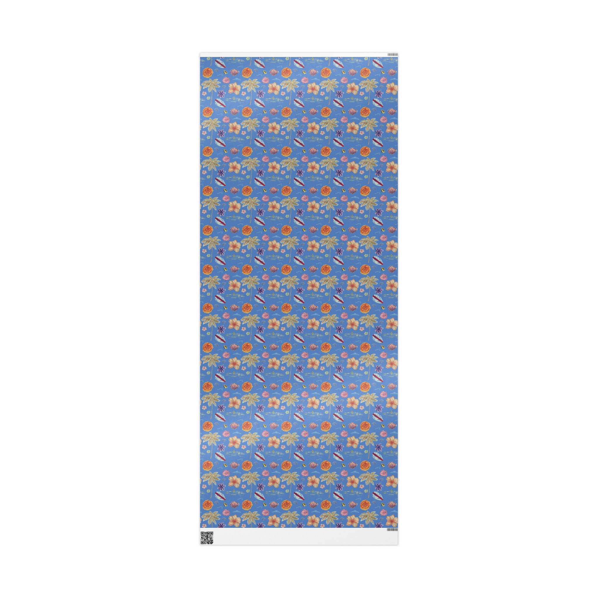 Tropical Floral Blue Gift Wrap — Hand-Painted Flowers & Petals Wrapping Paper