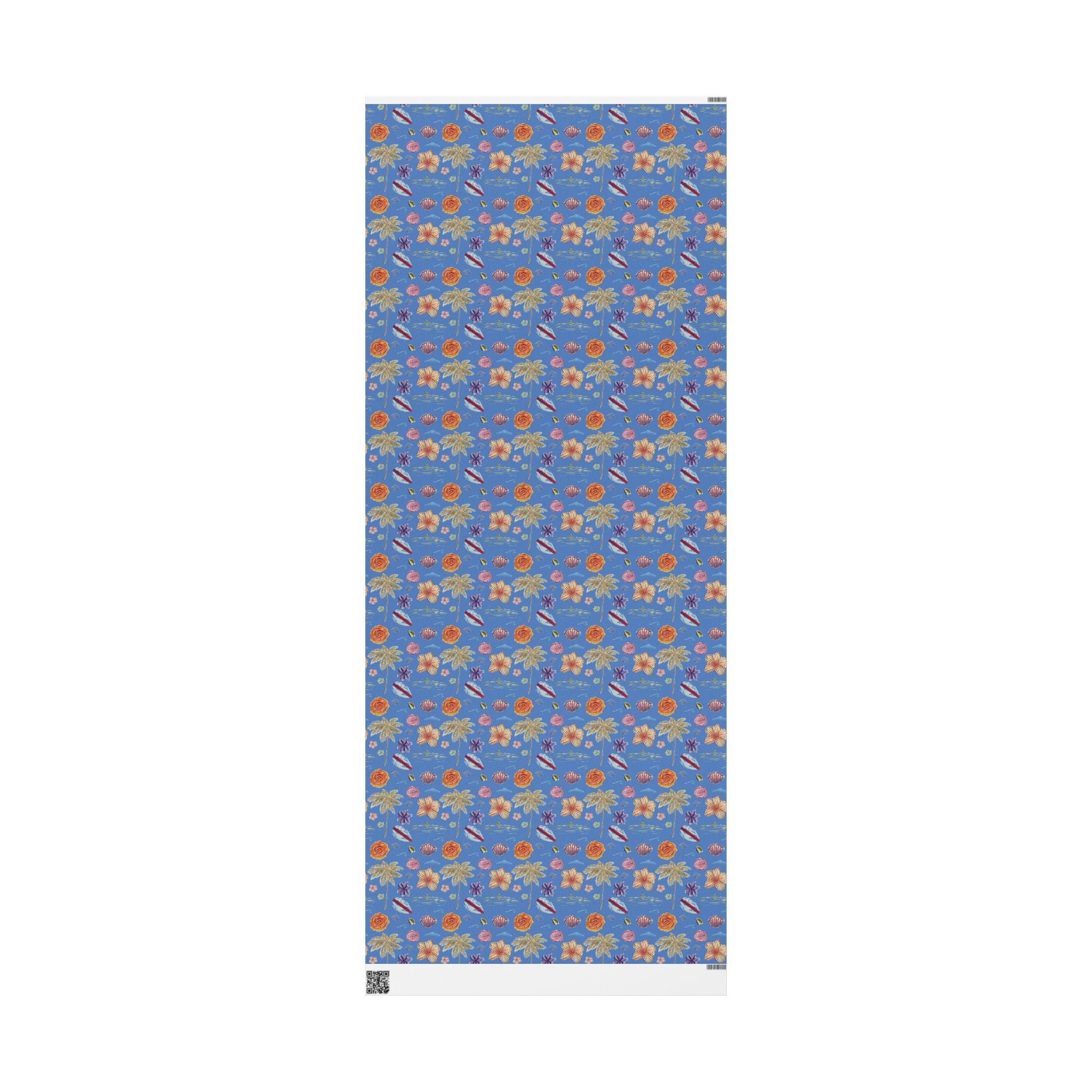 Tropical Floral Blue Gift Wrap — Hand-Painted Flowers & Petals Wrapping Paper