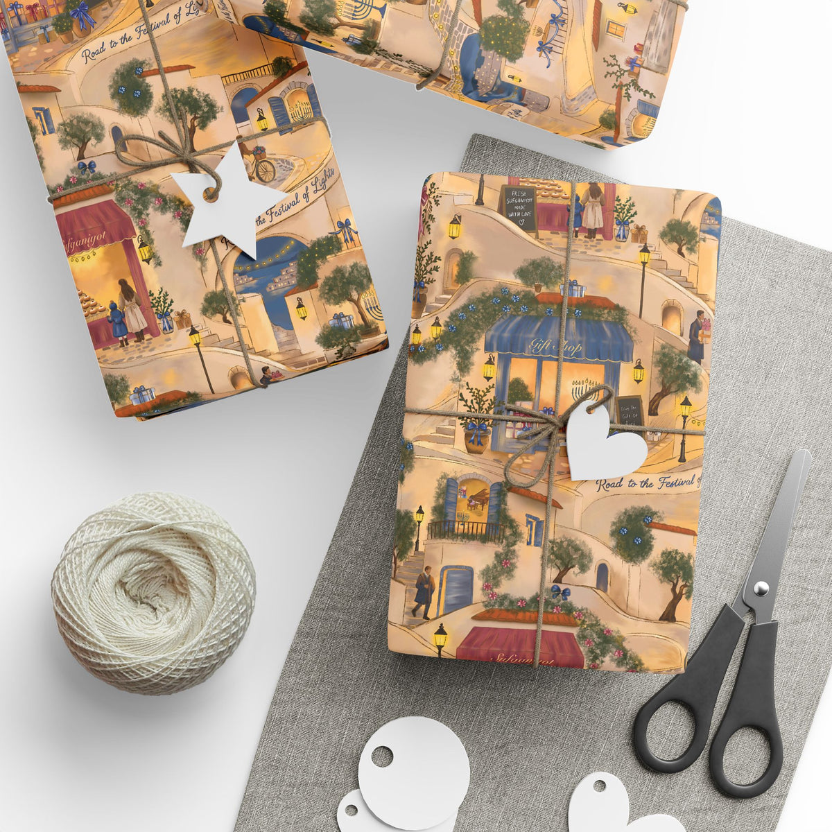 Hanukkah in Italy | Storytelling Hanukkah Wrapping Paper
