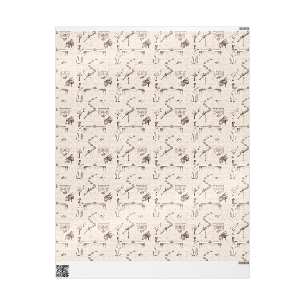 Awaiting Guests, Vintage Hanukkah Pattern Wrapping Paper Retro Menorah and Sufganiyot Design Judaica Gift Wrapping