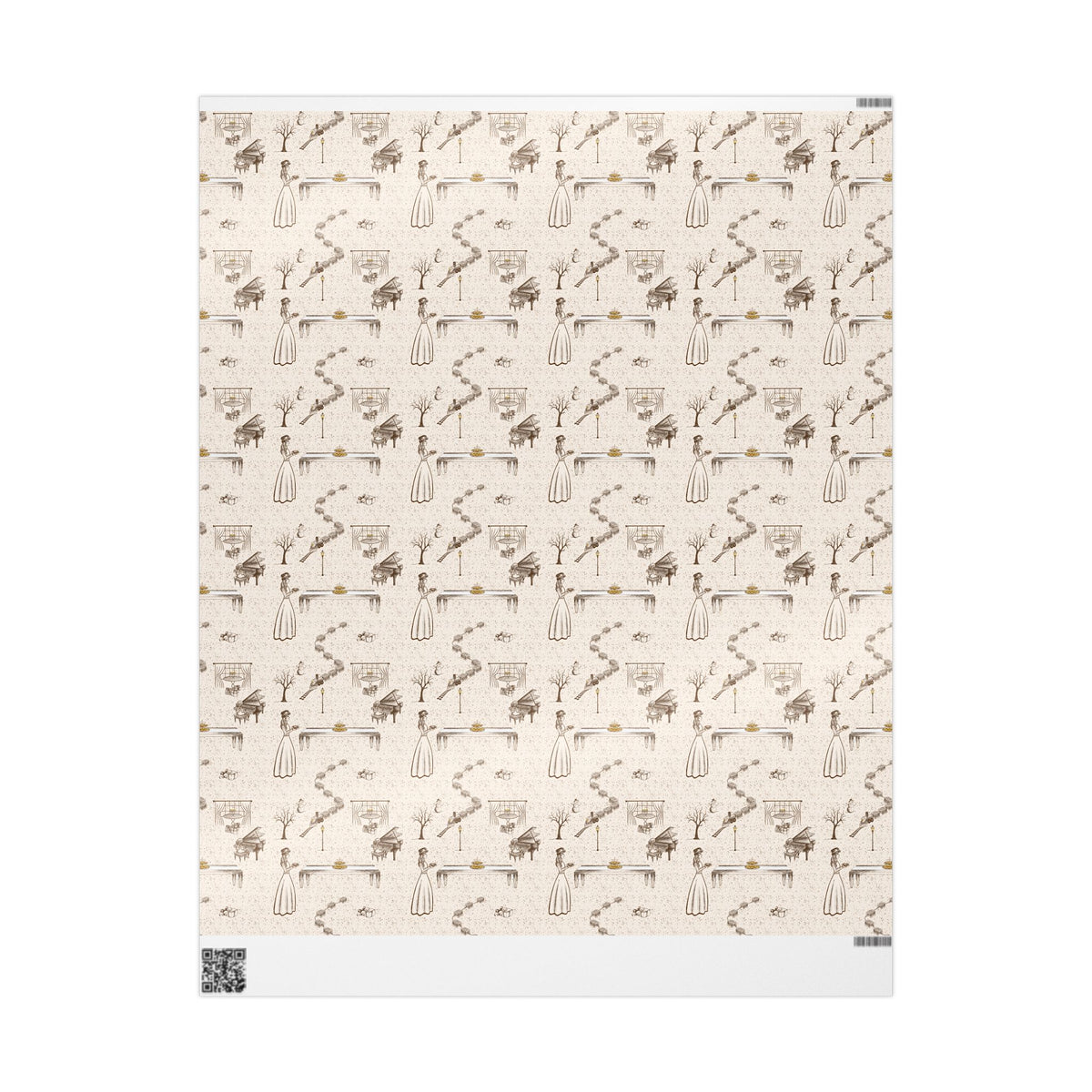 Awaiting Guests, Vintage Hanukkah Pattern Wrapping Paper Retro Menorah and Sufganiyot Design Judaica Gift Wrapping