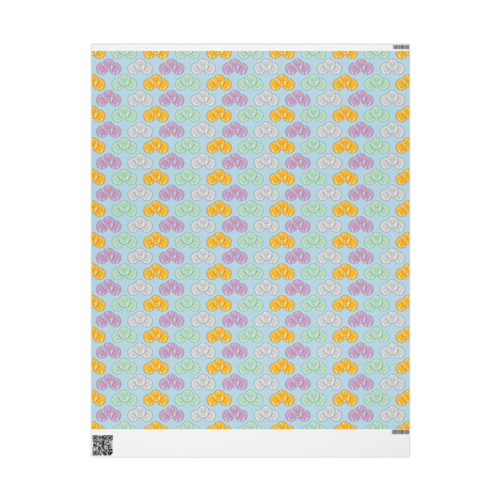 Pastel Blue Hanukkah Gelt Wrapping Paper, Menorah & Dreidel Design