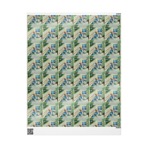 Countryside Cafe Wrapping Paper — Coastal Porch Pattern Gift Wrap (Beach House, Vacation Theme)