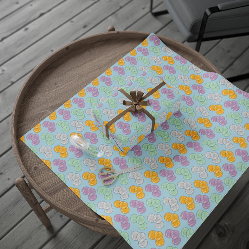 Pastel Blue Hanukkah Gelt Wrapping Paper - Blue and Purple Menorah & Dreidel Design Gift Wrap