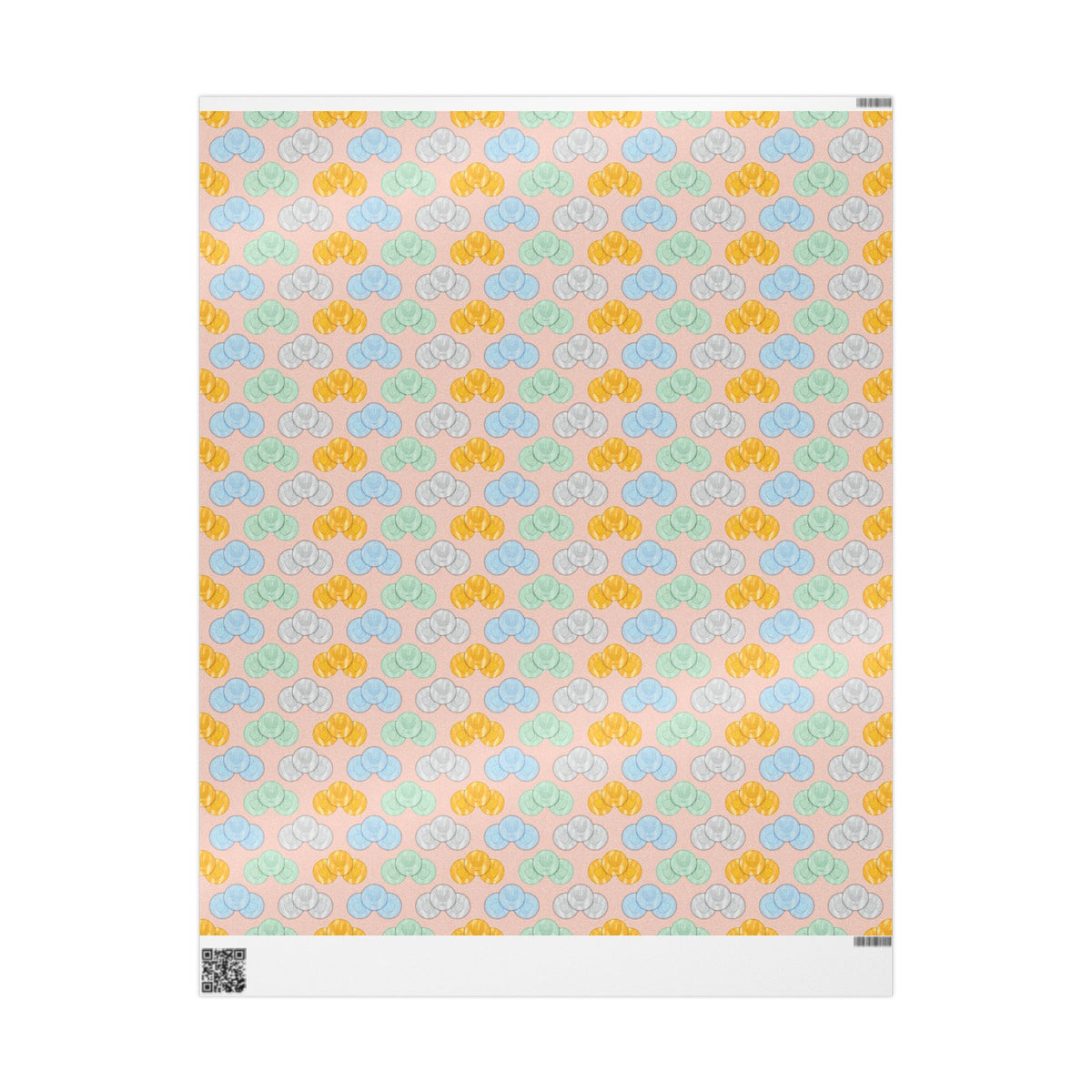 Pastel Pink Hanukkah Wrapping Paper, Hanukkah Gelt with Menorah & Dreidels