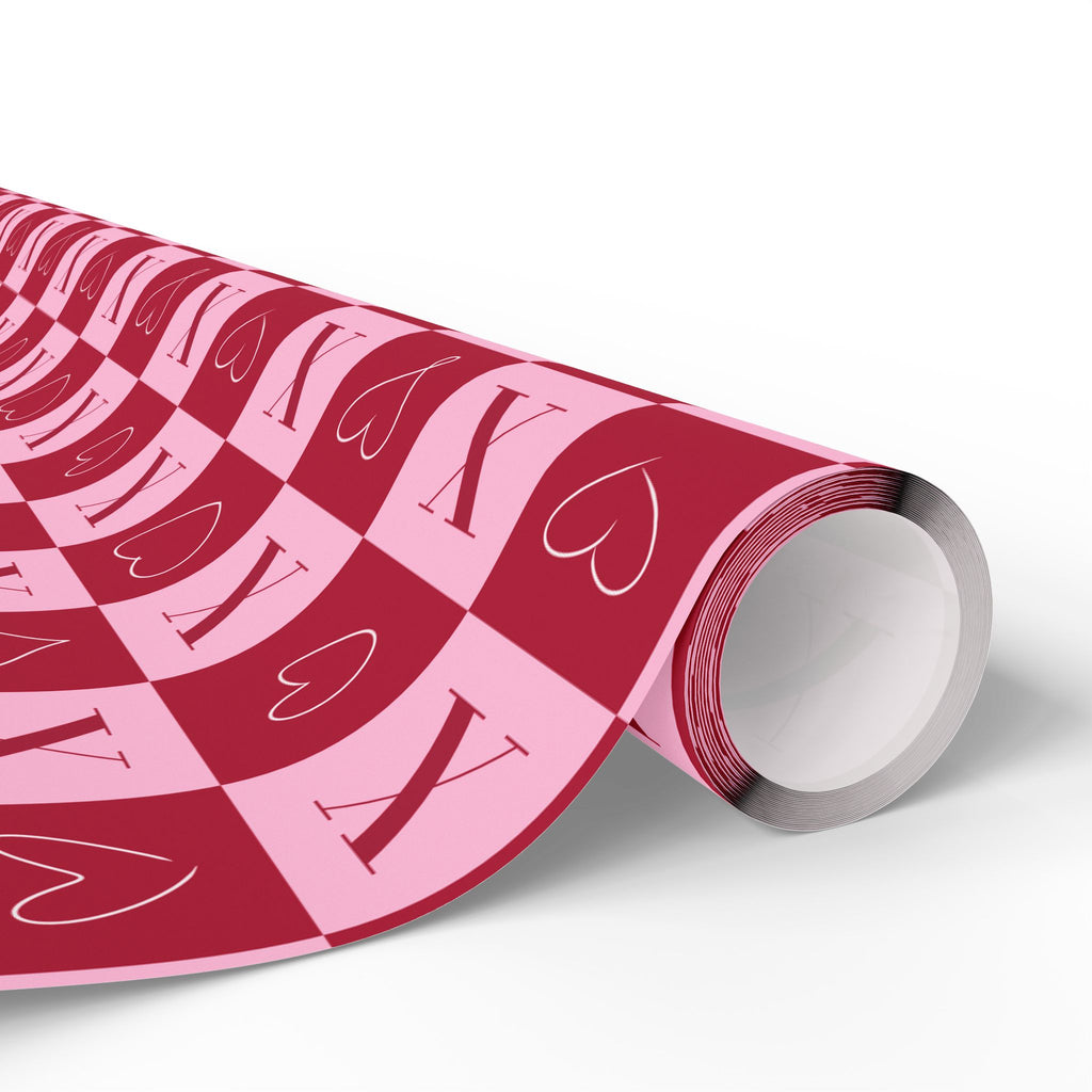 Valentine’s Day Checkerboard Wrapping Paper – Pink X and Heart O Love Pattern, Romantic Gift Wrap