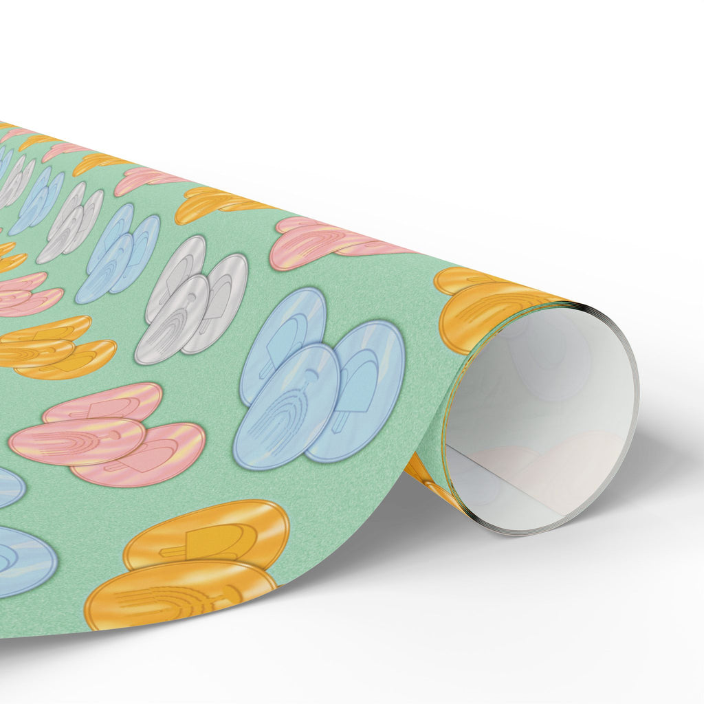Pastel Green Hanukkah Gelt Pattern Wrapping Paper — Pink and Green Gift Wrap