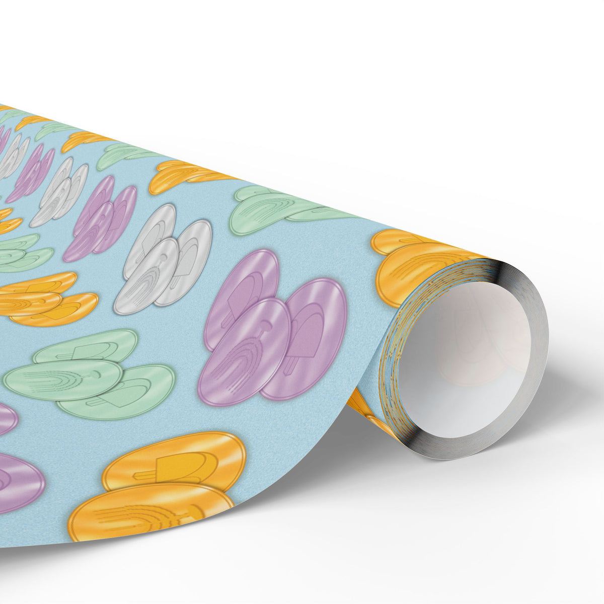 Pastel Blue Hanukkah Gelt Wrapping Paper - Blue and Purple Menorah & Dreidel Design Gift Wrap