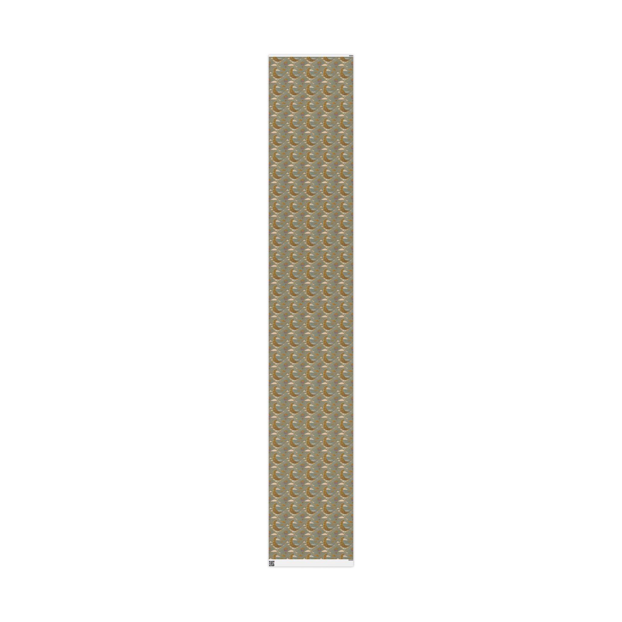 Gold Crescent Moon with Hot Air Balloon Decorative Wrapping Paper Roll — Elegant Metallic Gift Wrap for Showers & Holidays