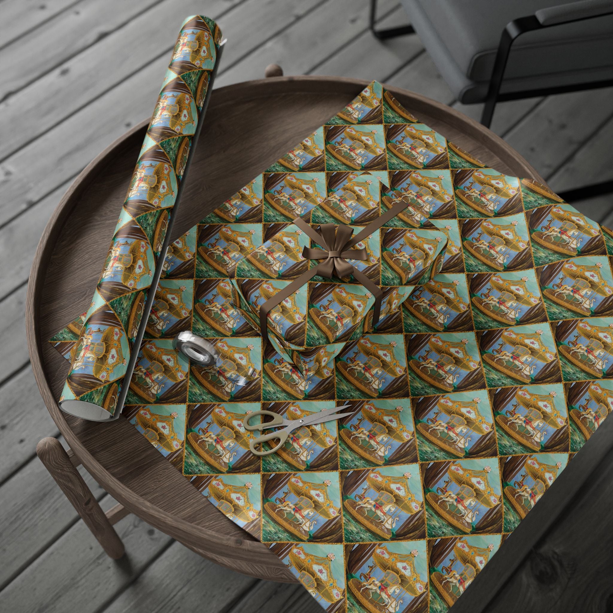 Victorian Carousel Gift Wrap — Vintage Merry-Go-Round Patterned Wrapping Paper