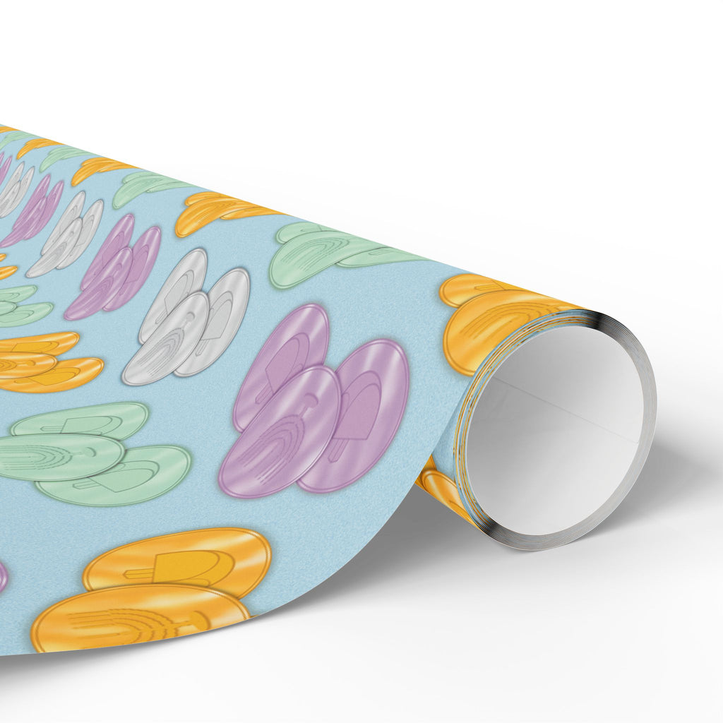 Pastel Blue Hanukkah Gelt Wrapping Paper, Menorah & Dreidel Design
