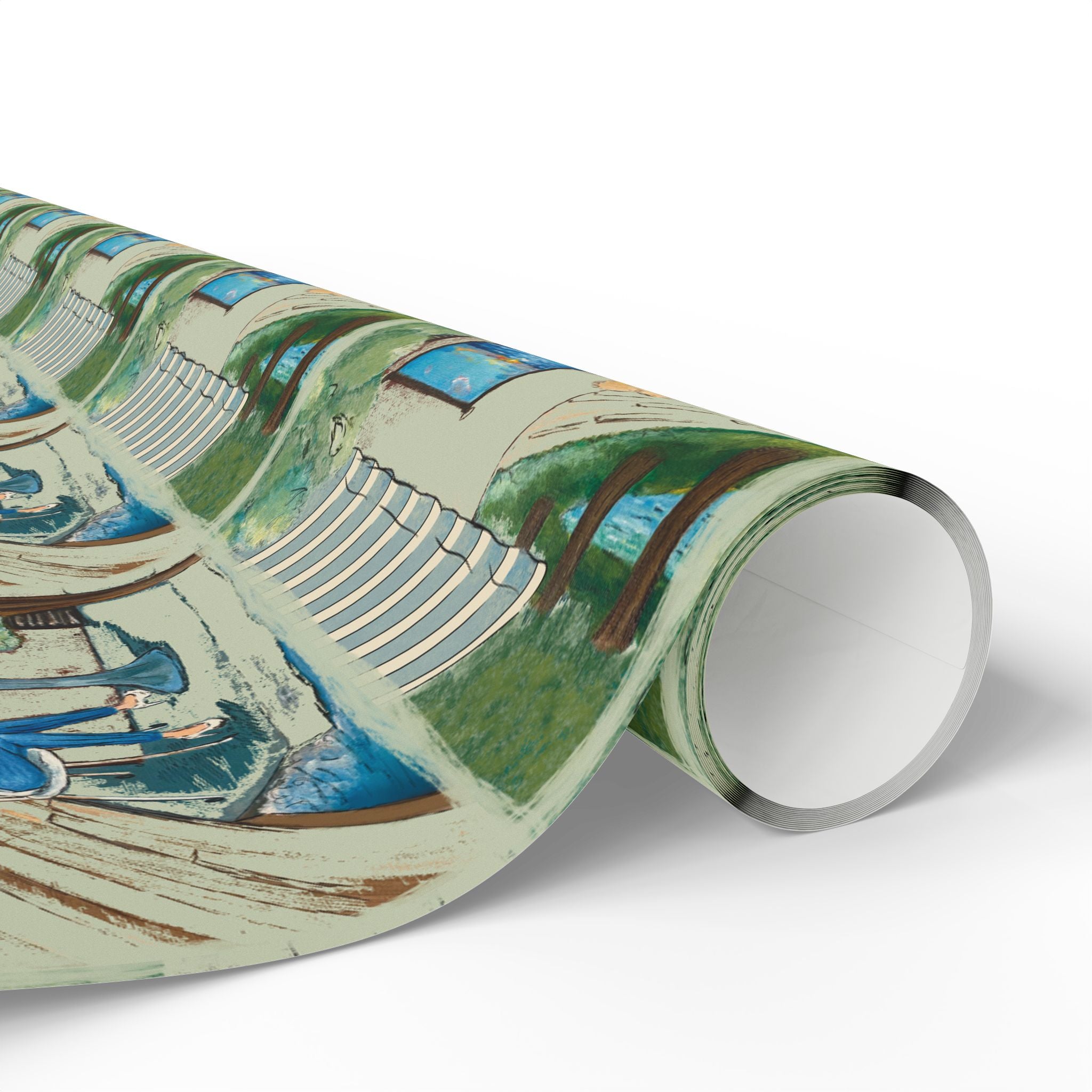 Countryside Cafe Wrapping Paper — Coastal Porch Pattern Gift Wrap (Beach House, Vacation Theme)