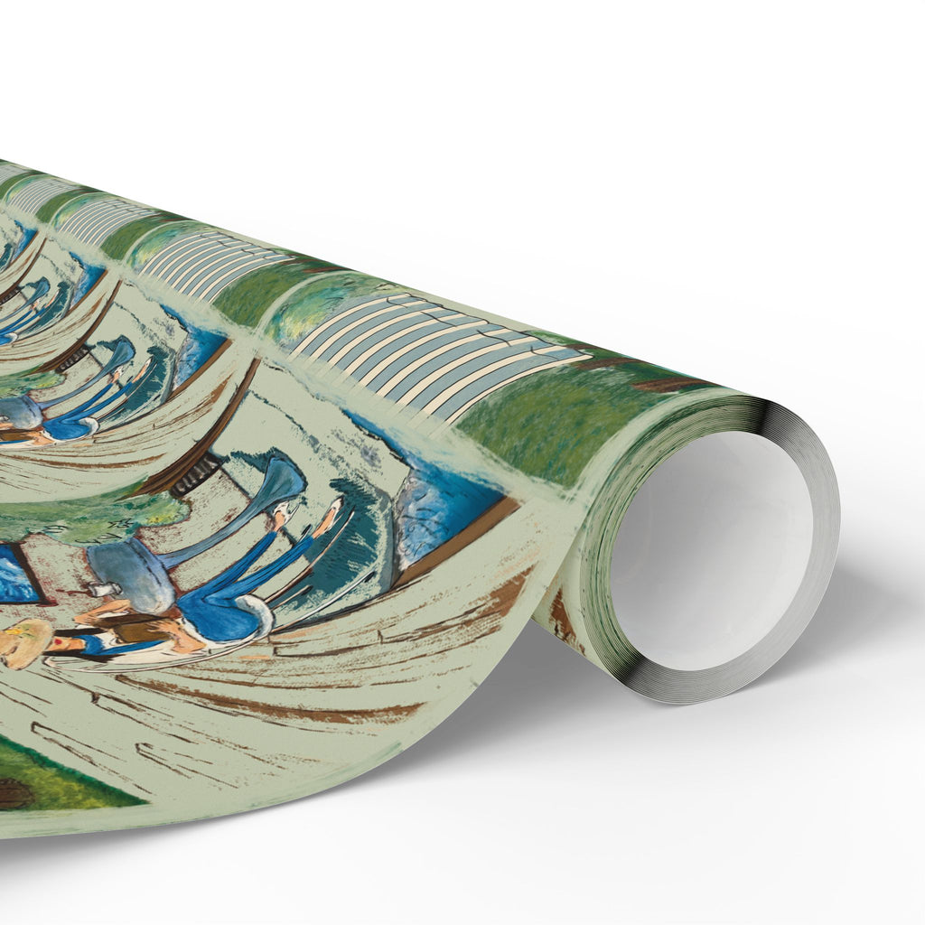 Countryside Cafe Wrapping Paper — Coastal Porch Pattern Gift Wrap (Beach House, Vacation Theme)