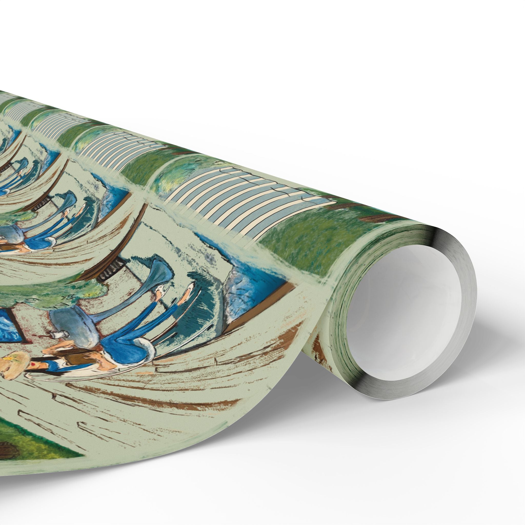 Countryside Cafe Wrapping Paper — Coastal Porch Pattern Gift Wrap (Beach House, Vacation Theme)