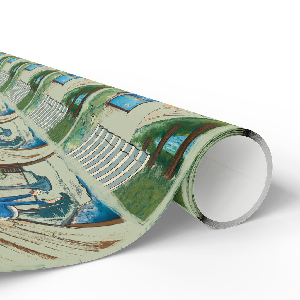 Countryside Cafe Wrapping Paper — Coastal Porch Pattern Gift Wrap (Beach House, Vacation Theme)