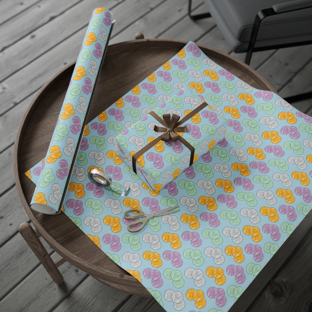 Pastel Blue Hanukkah Gelt Wrapping Paper - Blue and Purple Menorah & Dreidel Design Gift Wrap