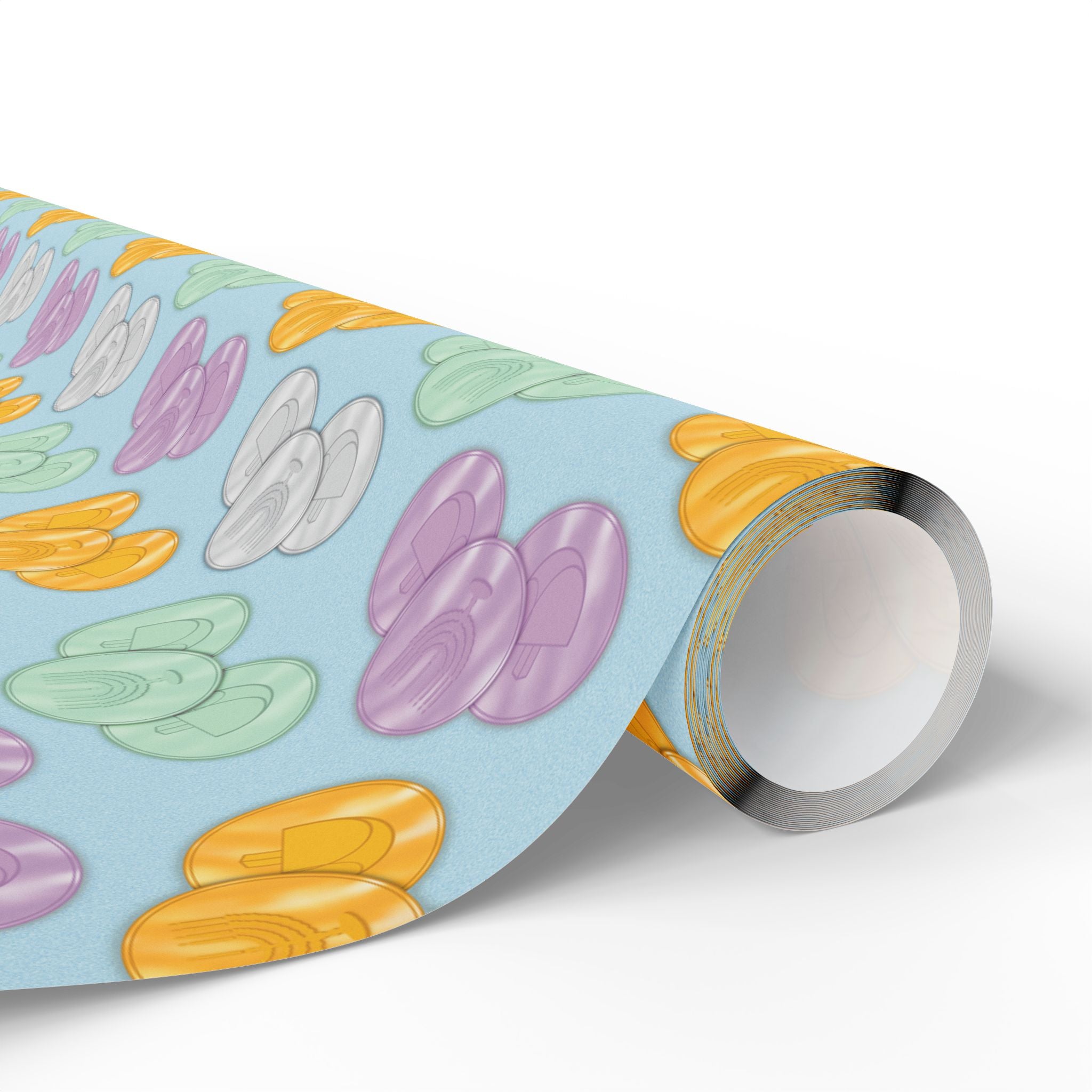 Pastel Blue Hanukkah Gelt Wrapping Paper, Menorah & Dreidel Design