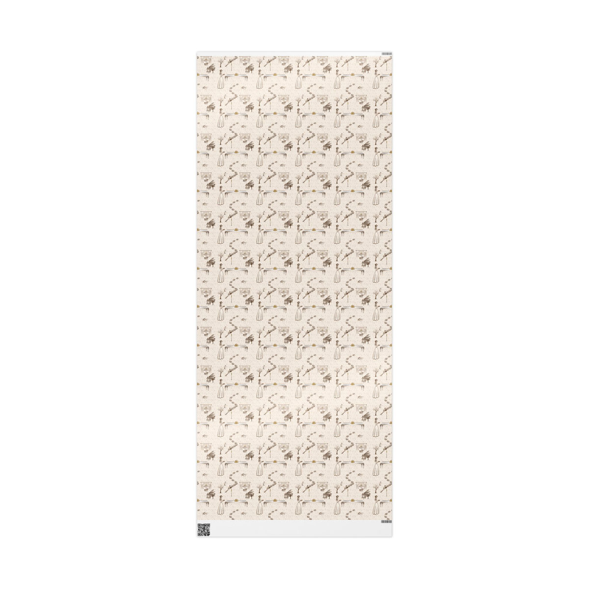 Awaiting Guests, Vintage Hanukkah Pattern Wrapping Paper Retro Menorah and Sufganiyot Design Judaica Gift Wrapping