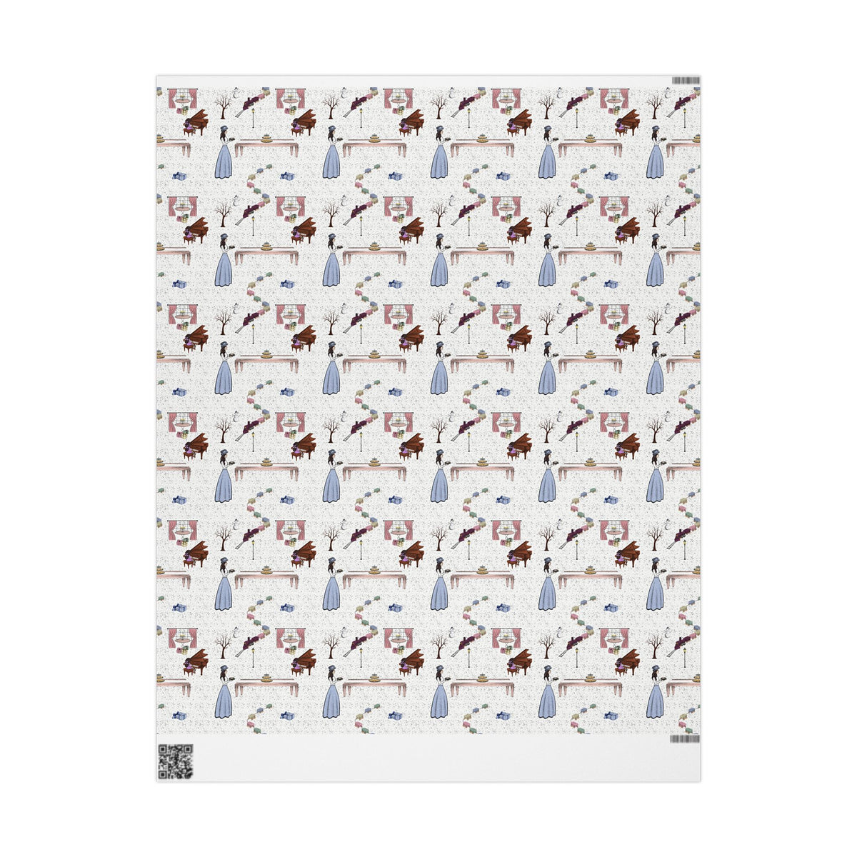 Awaiting Guests, Hanukkah Wrapping Paper Whimsical Family Scene, Colorful Gift Wrap