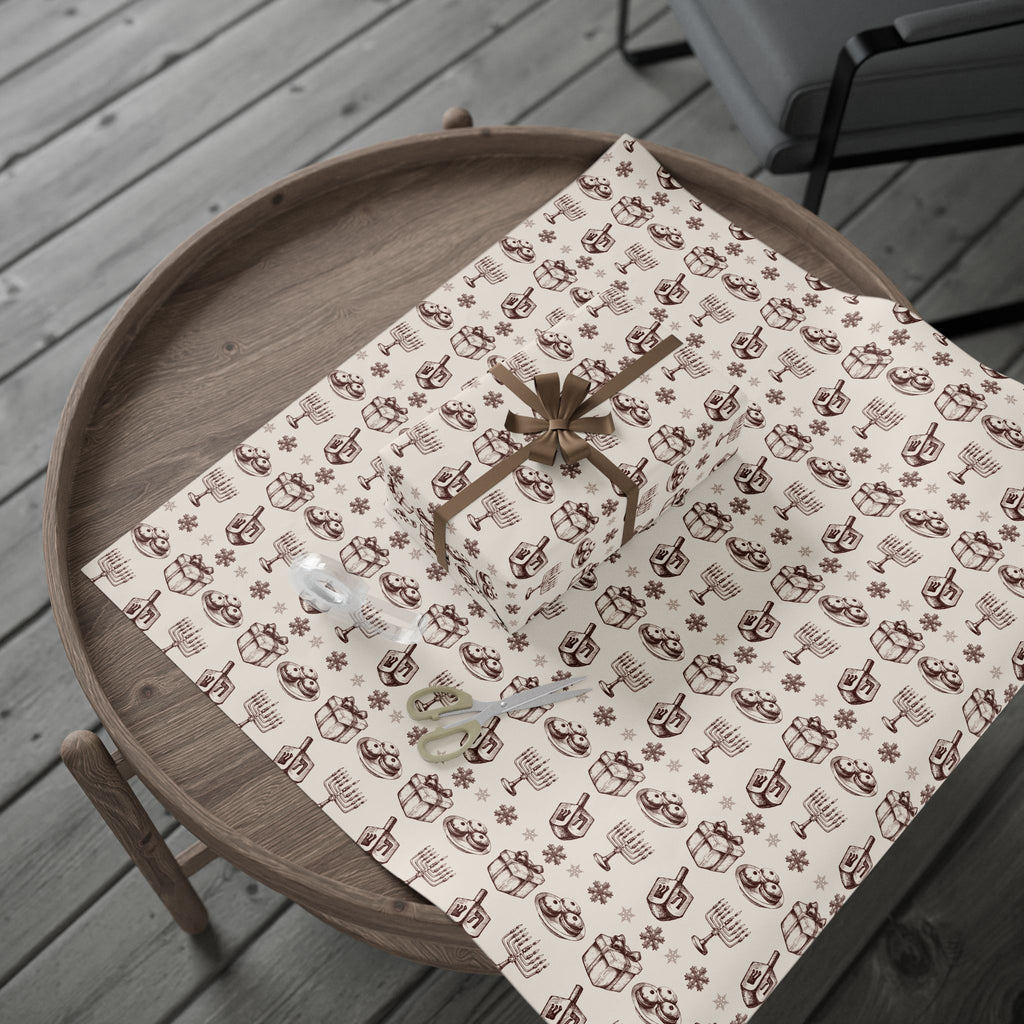 Vintage Hanukkah Gift Wrap — Dreidels, Menorahs & Presents Wrapping Paper