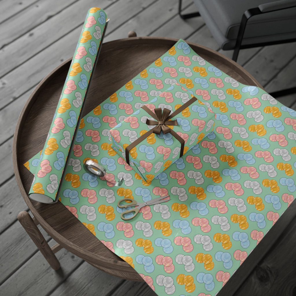 Pastel Green Hanukkah Gelt Pattern Wrapping Paper — Pink and Green Gift Wrap