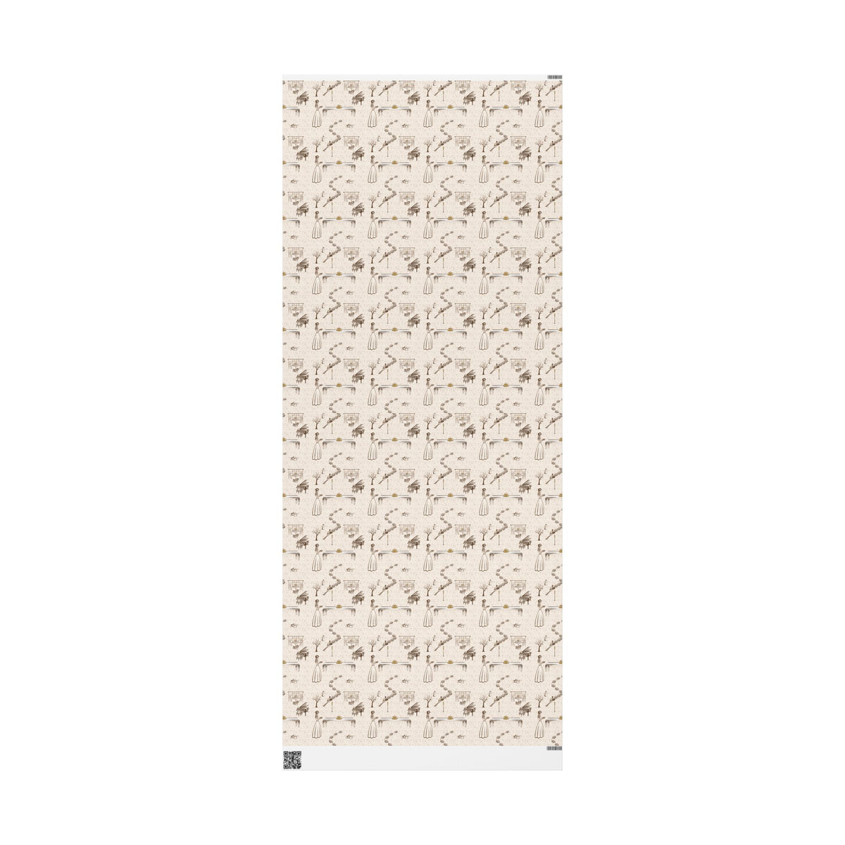 Awaiting Guests, Vintage Hanukkah Pattern Wrapping Paper Retro Menorah and Sufganiyot Design Judaica Gift Wrapping