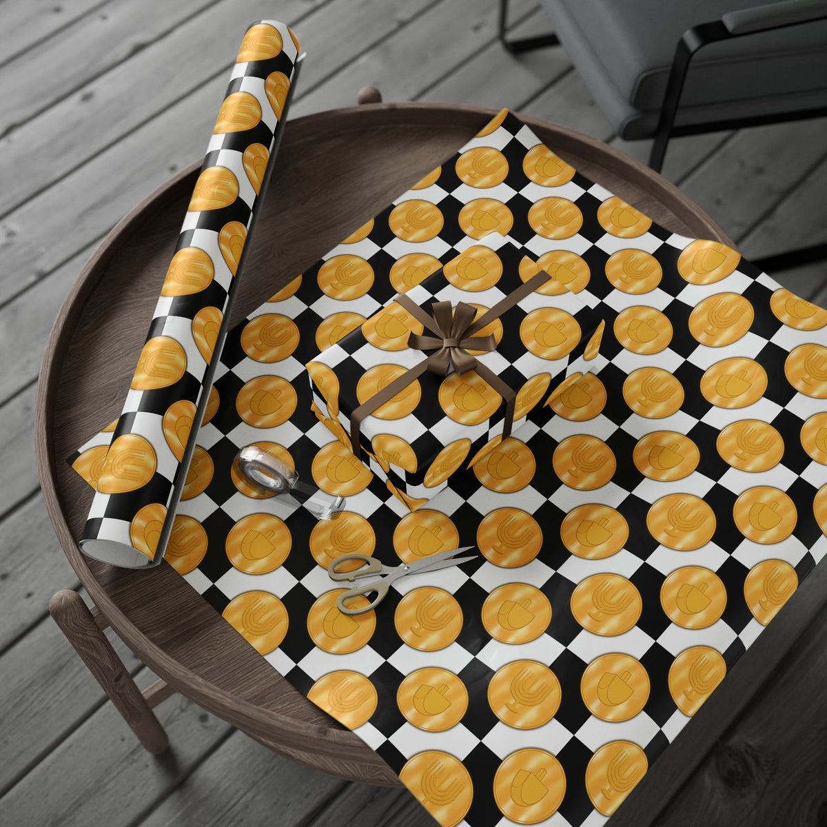 Gelt on the Kitchen Floor | Hanukkah Wrapping Paper
