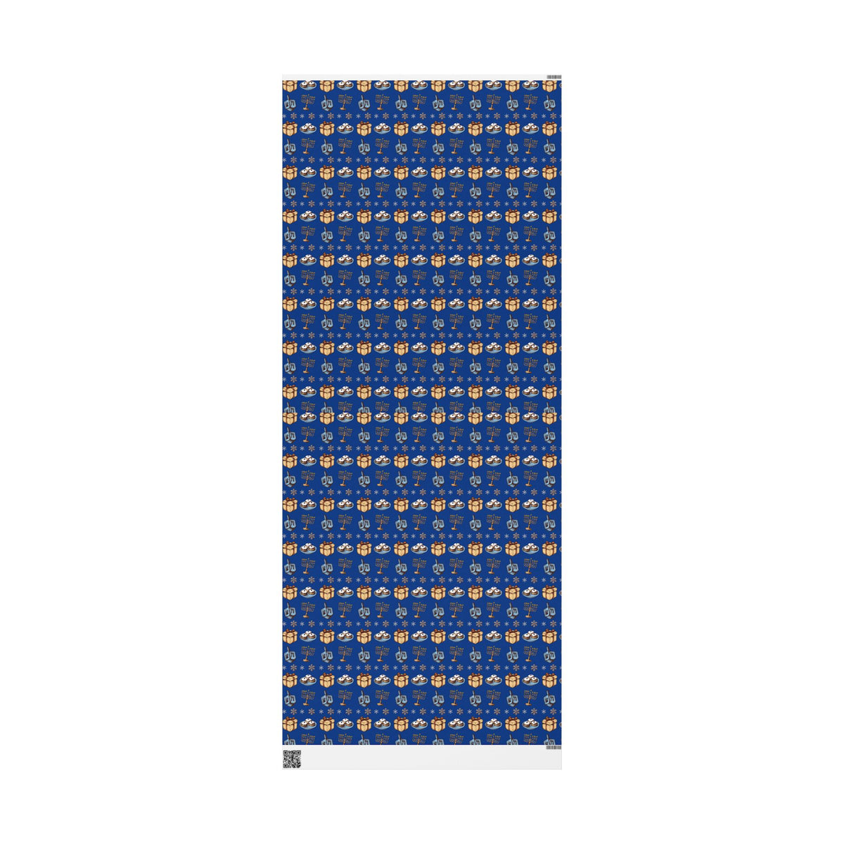 Hanukkah, Dreidel and Menorah Pattern Wrapping Paper | Blue Holiday Wrap