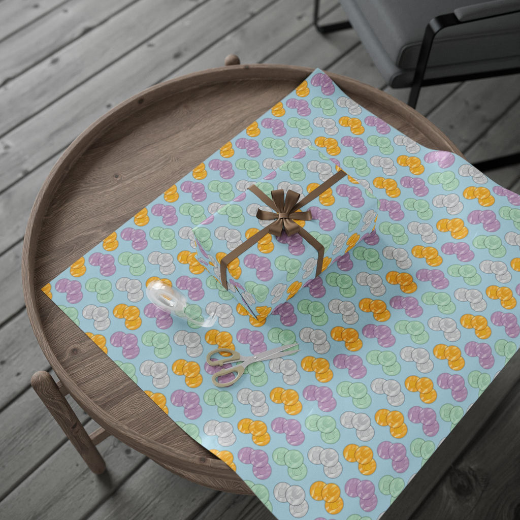 Pastel Blue Hanukkah Gelt Wrapping Paper - Blue and Purple Menorah & Dreidel Design Gift Wrap