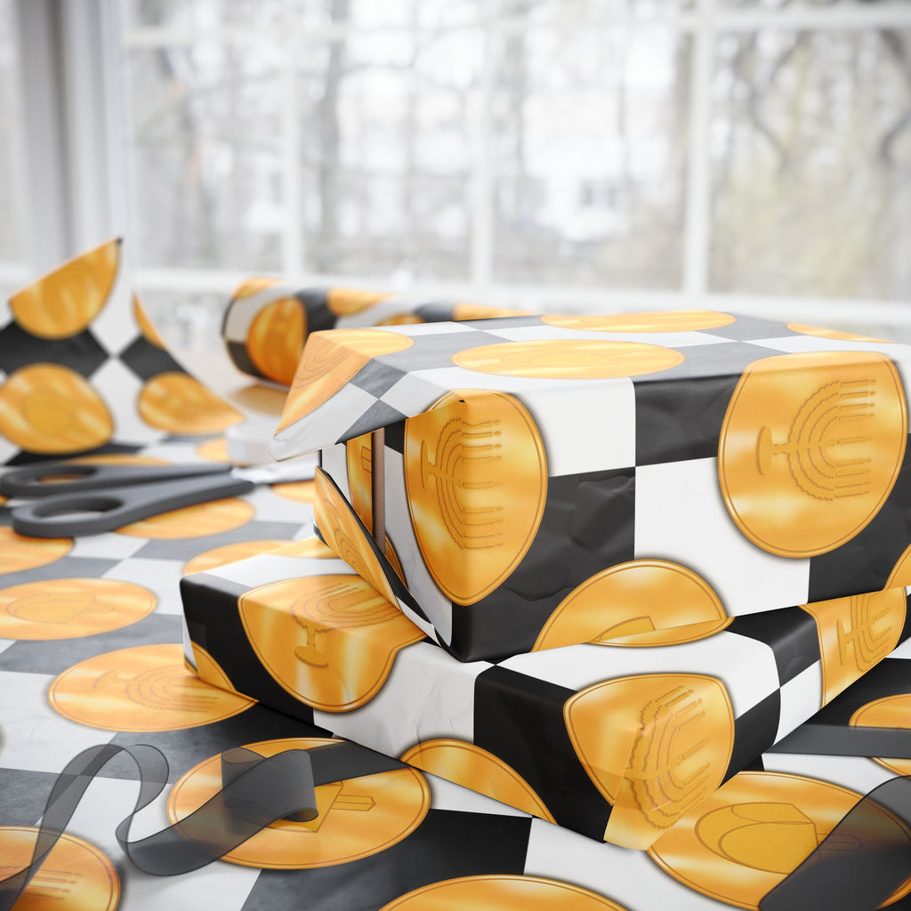 Gelt on the Kitchen Floor | Hanukkah Wrapping Paper