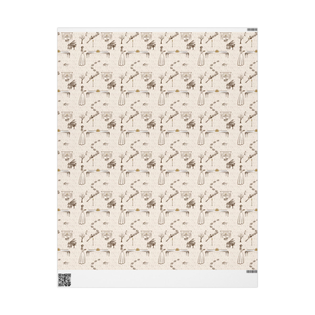 Awaiting Guests, Vintage Hanukkah Pattern Wrapping Paper Retro Menorah and Sufganiyot Design Judaica Gift Wrapping