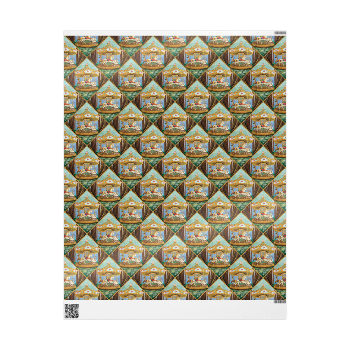 Victorian Carousel Gift Wrap, Painted Vintage Carousel Patterned Wrapping Paper