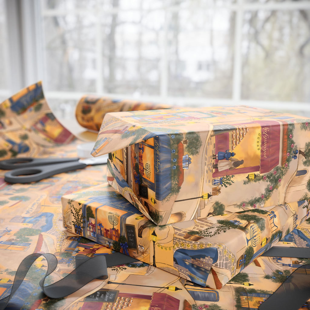 Hanukkah in Italy | Storytelling Hanukkah Wrapping Paper