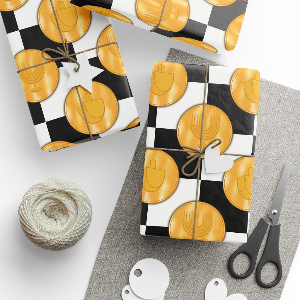 Gelt on the Kitchen Floor | Hanukkah Wrapping Paper