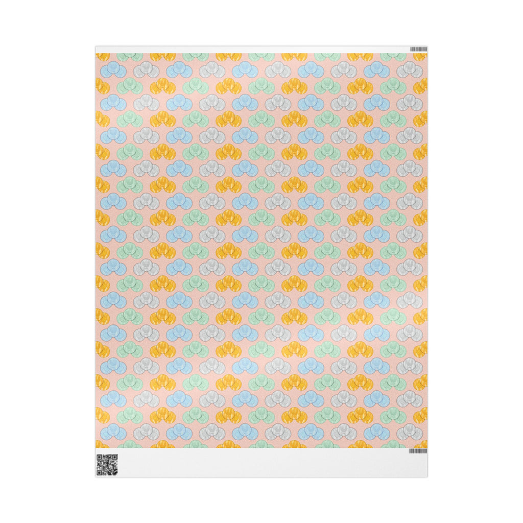 Pastel Pink Hanukkah Wrapping Paper, Hanukkah Gelt with Menorah & Dreidels