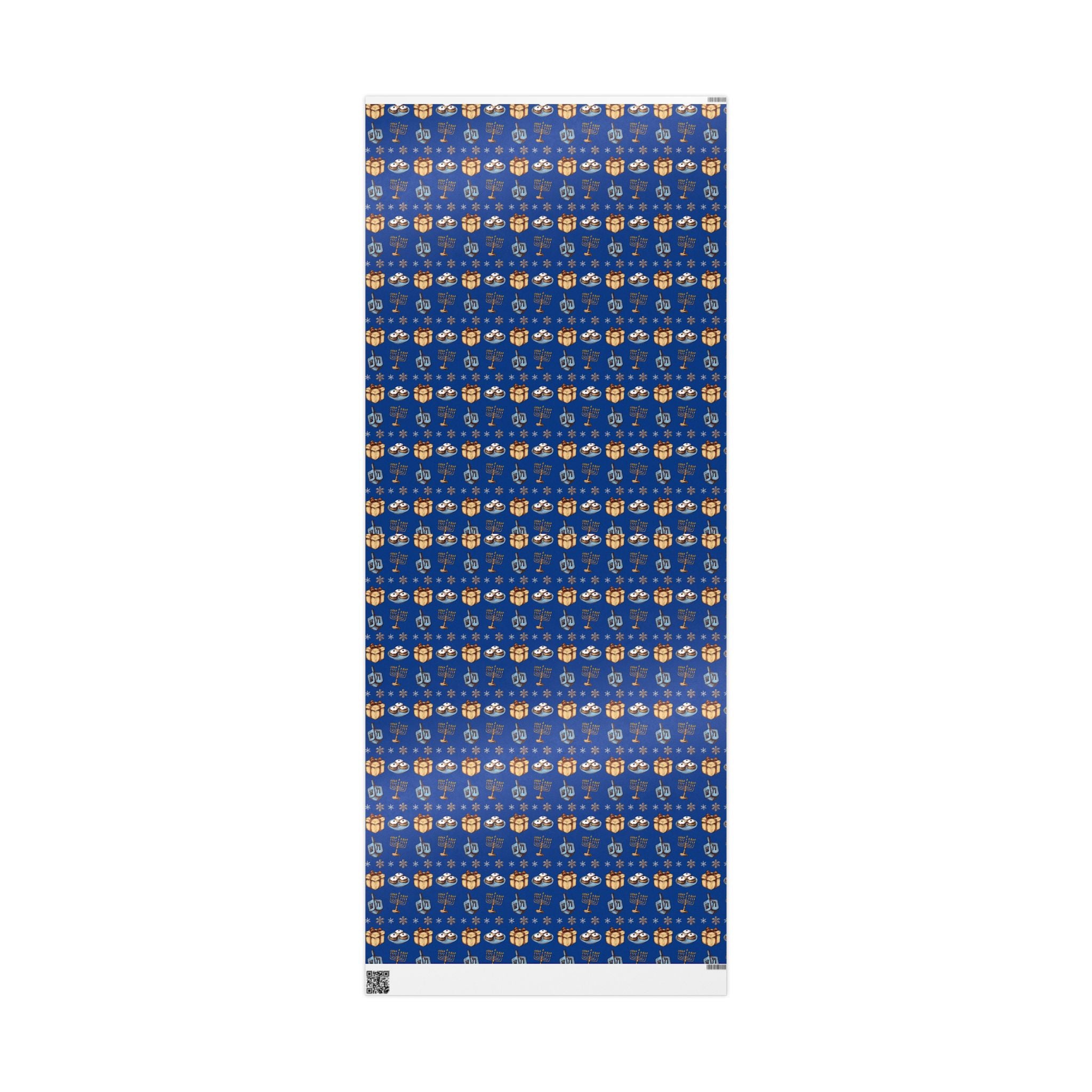 Hanukkah Dreidel and Menorah Pattern Wrapping Paper | Blue Holiday Wrap