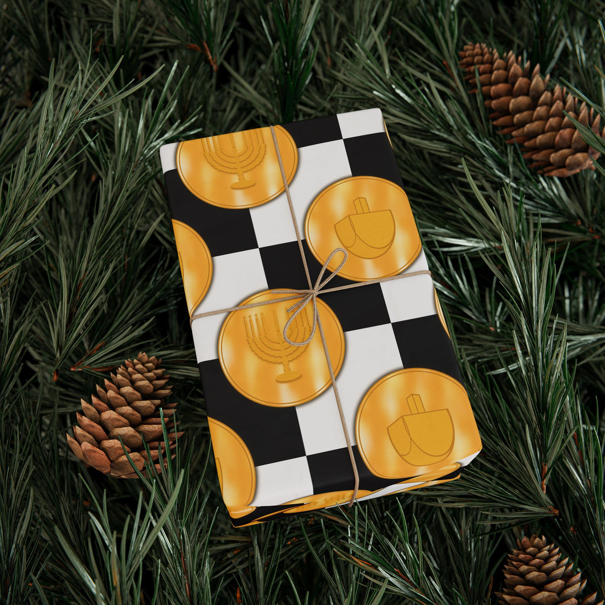 Gelt on the Kitchen Floor | Hanukkah Wrapping Paper