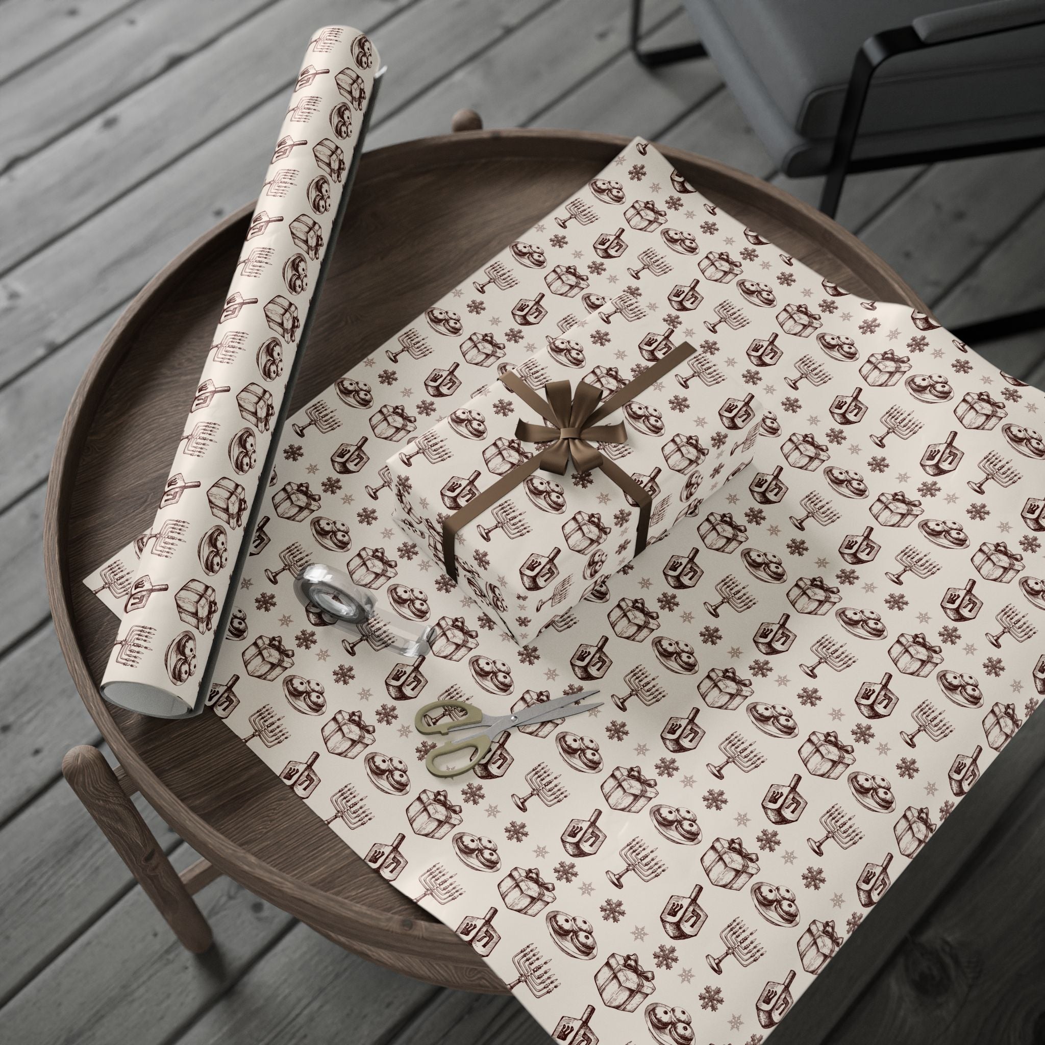 Vintage Hanukkah Gift Wrap — Dreidels, Menorahs & Presents Wrapping Paper