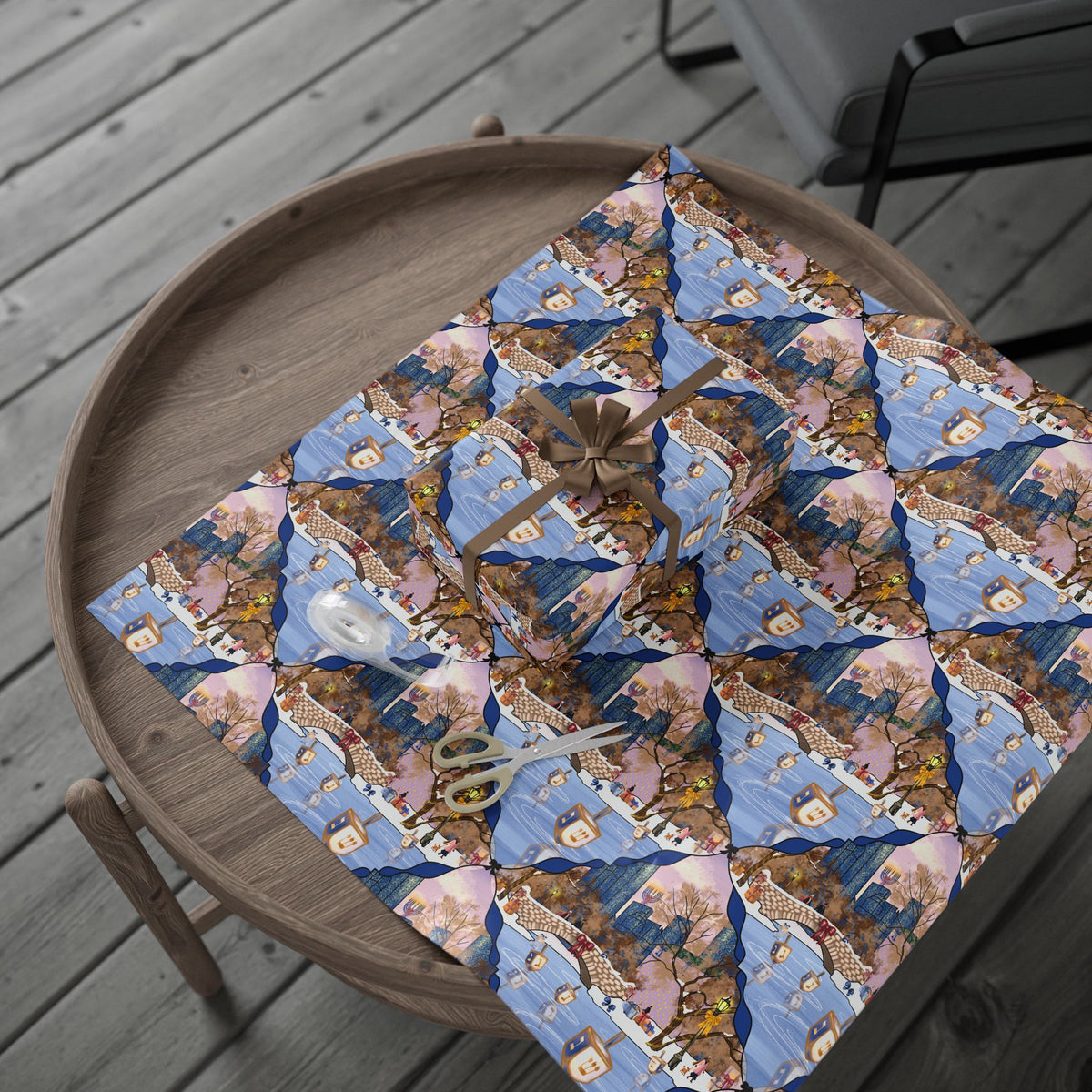 Dreidels on Ice | Hanukkah in New York Wrapping Paper