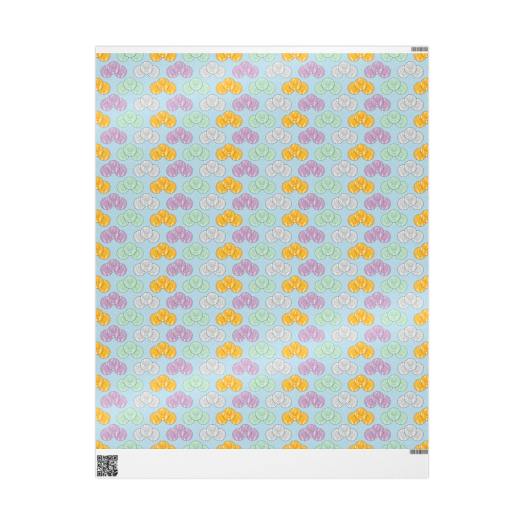 Pastel Blue Hanukkah Gelt Wrapping Paper, Menorah & Dreidel Design