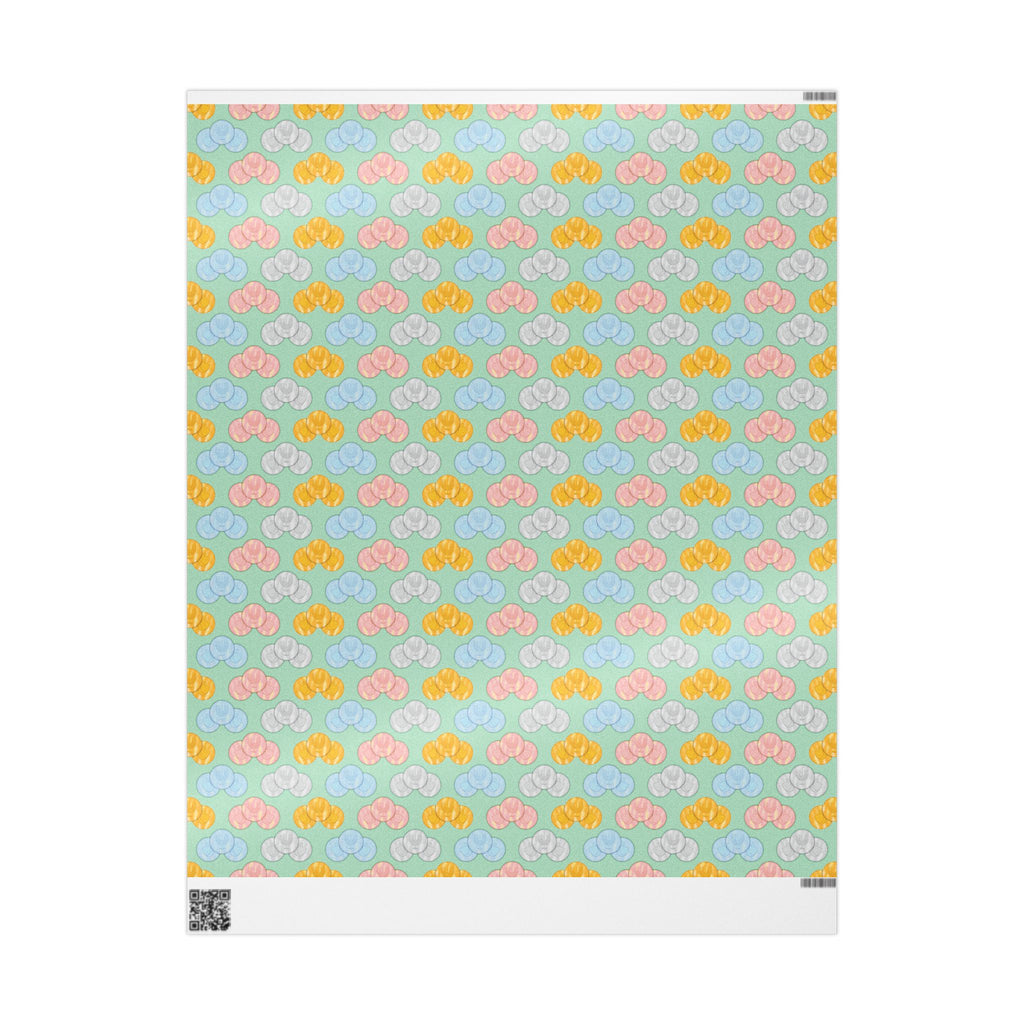 Pastel Green Hanukkah Gelt Pattern Wrapping Paper Roll — Pink and Green Gift Wrap